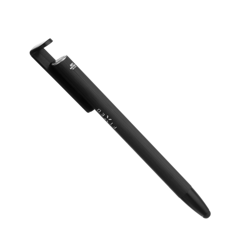 Propiska 3v1 se stylusem a stojánkem FIXED Pen, antibakteriální povrch, hliníkové tělo, černá