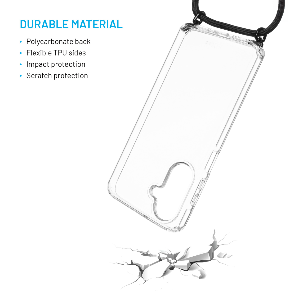 Puzdro FIXED Pure Neck s čiernou šnúrkou pre Samsung Galaxy A26 5G