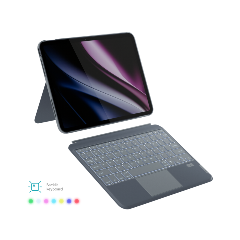 Puzdro s podsvietenou klávesnicou Epico pre Apple iPad Pro 11" (M4) - ČIERNE - sivé