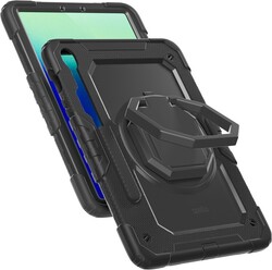 Puzdro Spello Extreme Rugged | s ochranou displeja | Samsung Galaxy Tab S10 Lite/S10 FE/S9/S9 FE | čierne | otočný držiak o 360°