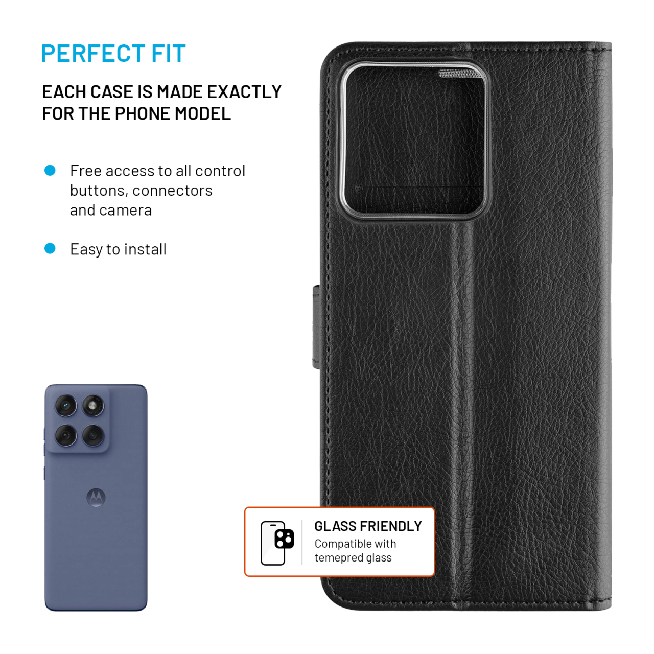 Puzdro typu kniha FIXED Opus pre Motorola Edge 60/Fusion 5G, čierne