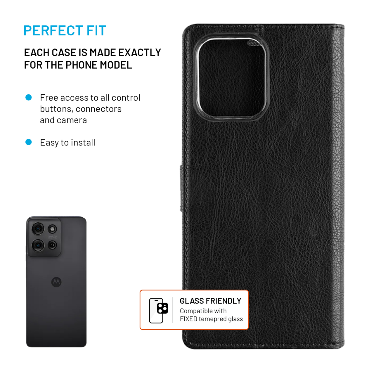 Puzdro typu kniha FIXED Opus pre Motorola Moto G75 5G, čierne