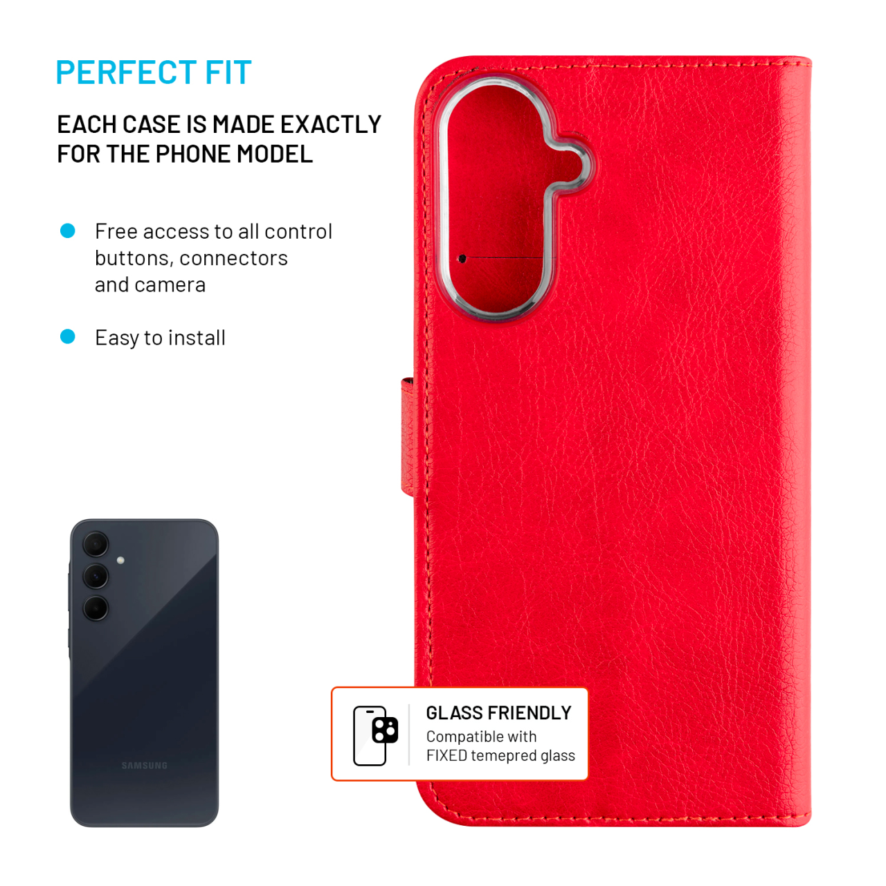 Puzdro typu kniha FIXED Opus pre Samsung Galaxy A36 5G/A56 5G, červené