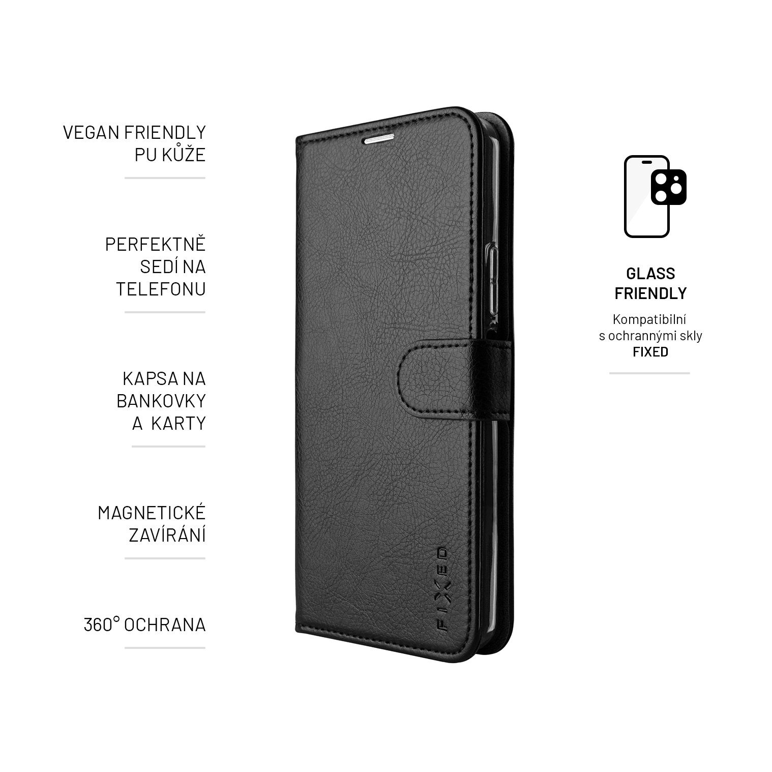 Puzdro typu kniha FIXED Opus pre Samsung Galaxy S23+, čierne