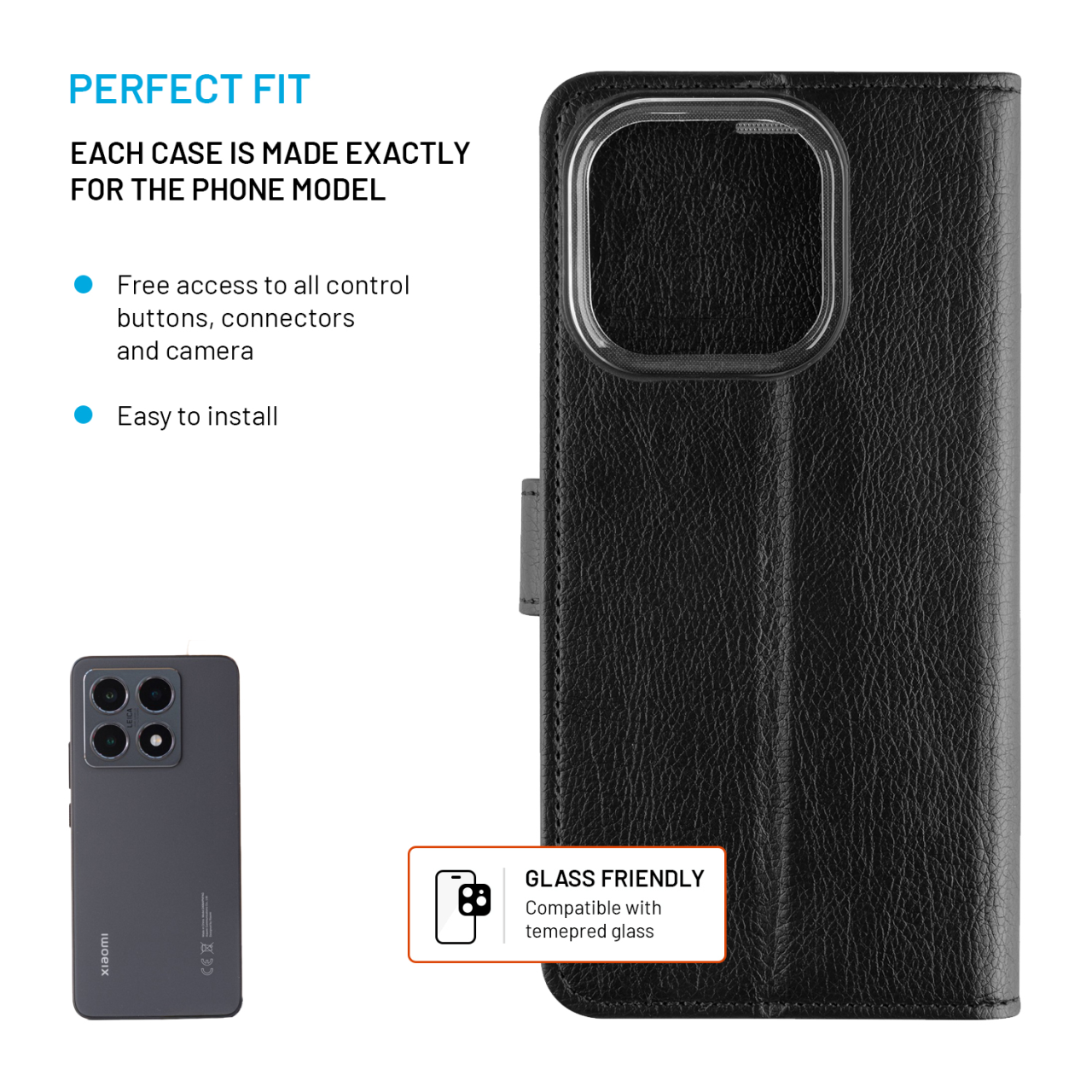 Puzdro typu kniha FIXED Opus pre Xiaomi 15T, čierne