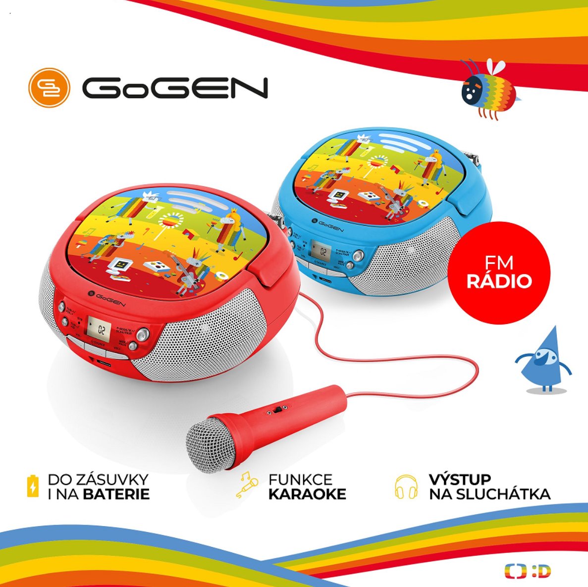 Rádioprijímač GoGEN s CD GoGEN DÉČKO PLAYER R, červený