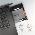 Rám AXAGON RSS-CD09 pre 2,5" SSD/HDD v slote DVD, 9,5 mm, LED, hliník