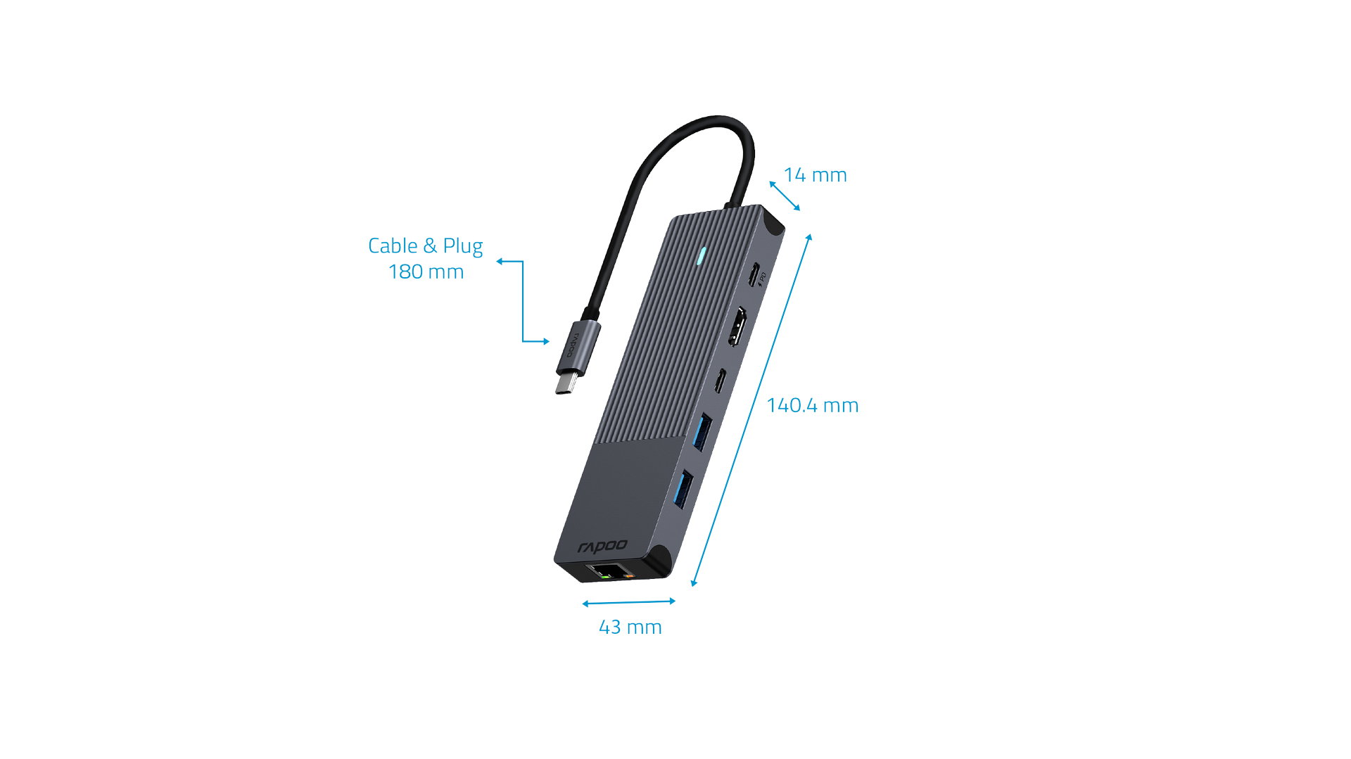 Rapoo UCM-2002 6-in-1 USB-C Multiport Adapter