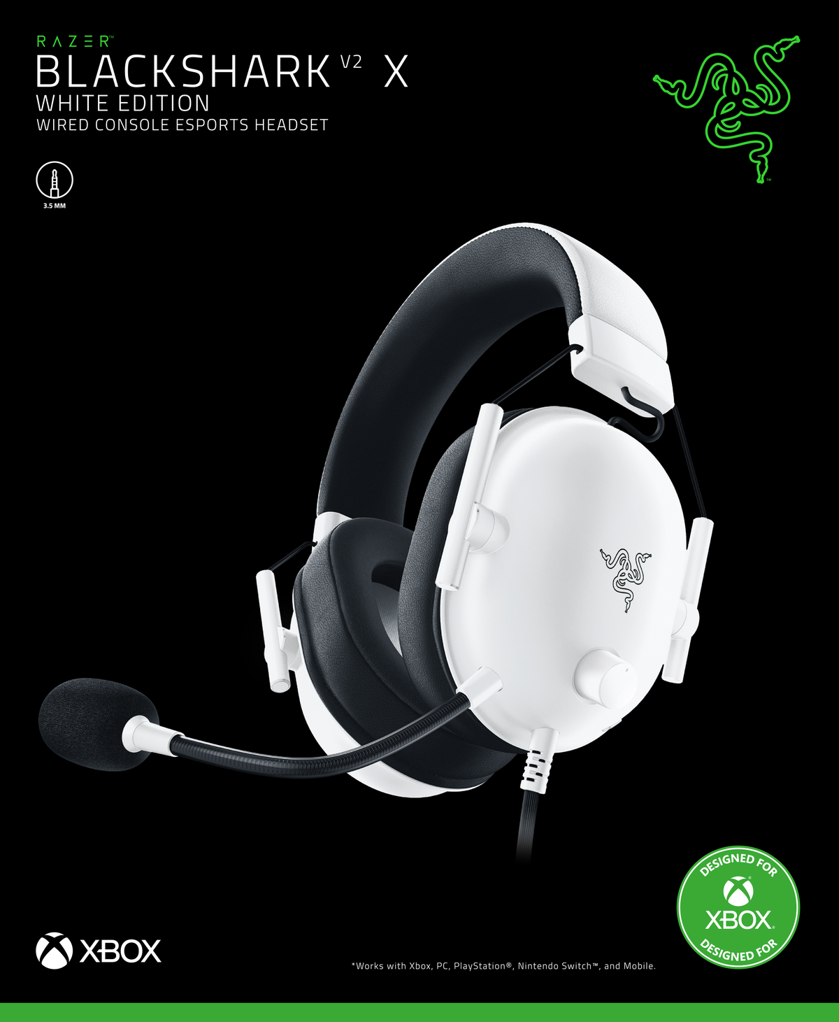 Razer BlackShark V2 X (licencované pre Xbox) White