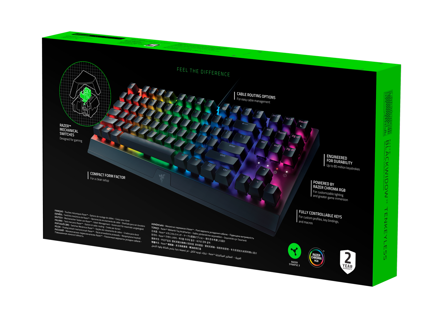 Razer BlackWidow V3 Tenkeyless (zelené spínače), USA