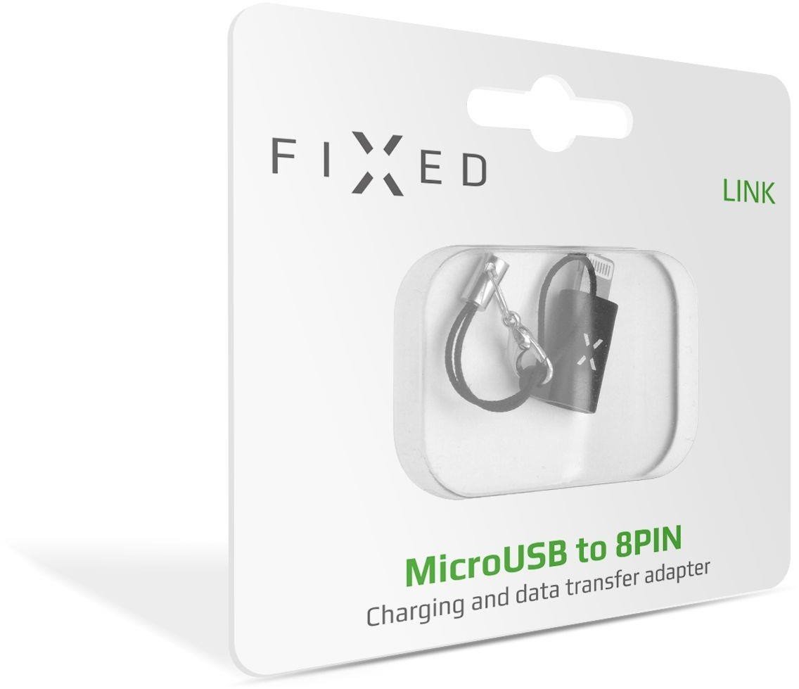 Redukce FIXED Link pro nabíjení a datový přenos z microUSB na Lightning, černá