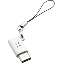 Redukce FIXED Link pro nabíjení a datový přenos z microUSB na USB-C, bílá