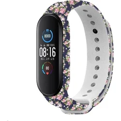 Remienok RhinoTech pre Xiaomi Mi Band 5, modrý - motív ruže