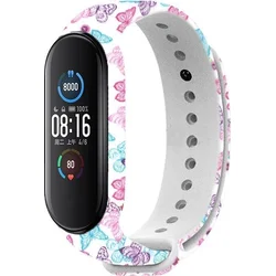 Rhinotech řemínek pro Xiaomi Mi Band 6 bílá - motiv motýli