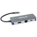 Rozbočovač D-Link 6 v 1 USB-C s rozhraním HDMI/Gigbait Ethernet/poskytovaním napájania (DUB-2335)
