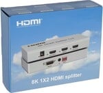 Rozbočovač HDMI 2.1 PremiumCord, 1-2 porty, 8K@60Hz, 4K@120Hz, 1080p, HDR