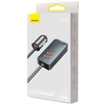 Rýchla nabíjačka do auta Baseus s predlžovacím káblom 3x USB-A, 1x Type-C 120W sivá