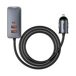 Rýchla nabíjačka do auta Baseus s predlžovacím káblom 3x USB-A, 1x Type-C 120W sivá