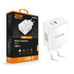 Rychlá nabíječka ALIGATOR PD 20W USB-C, bílá