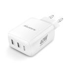 Rychlá nabíječka ALIGATOR, PD 40W, 2xUSB-C, USB-C/Lightning kabel, bílá