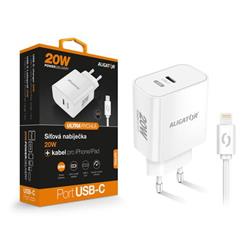 Rychlá nabíječka USB-C ALIGATOR PD 20W s kabelem USB-C/Lightning (iPhone), bílá