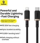 Rýchlonabíjací kábel Baseus Dura USB-C/Lightning 1 m, 20 W, čierno-zlatý