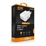 Rýchlonabíjačka ALIGATOR, PD 40W 2xUSB-C, biela