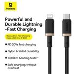 Rychlonabíjecí kabel Baseus Dura USB-C/Lightning 1m 20W černo zlatý