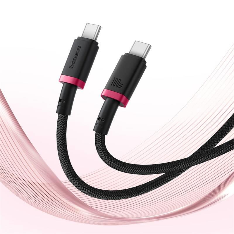 Rychlonabíjecí kabel Baseus Dura USB-C/USB-C 2m 100W červeno černý