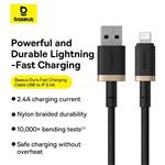 Rychlonabíjecí kabel Baseus Dura USB/Lightning 1m 2.4A černo zlatý
