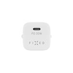 Sada mini sieťovej nabíjačky FIXED s výstupom USB-C a káblom USB-C/Lightning, podpora PD, 1,2 metra, MFI, 30 W, biela