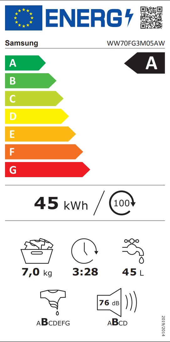 SAMSUNG WW70FG3M05AWLF