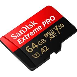 SanDisk Extreme Pro microSDXC 64GB 170MB/s A2 Class 10 UHS-I U3 + adaptér SDSQXCY-064G-GN6MA - Paměťové karty