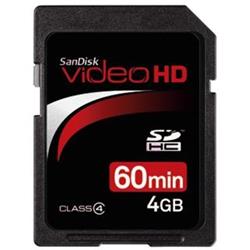 SanDisk SDHC Video HD 4GB Class4, pro 60 minut videa