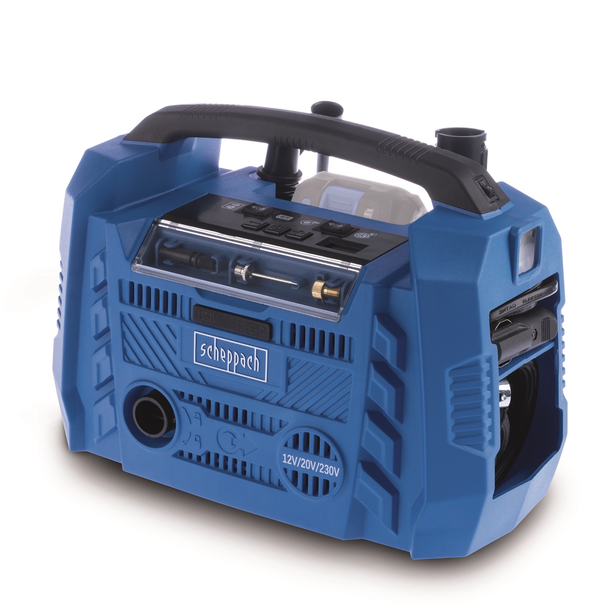 Scheppach Air Force 6 hybridní kompresor (20 V IXES aku, 12 V, 230 V)
