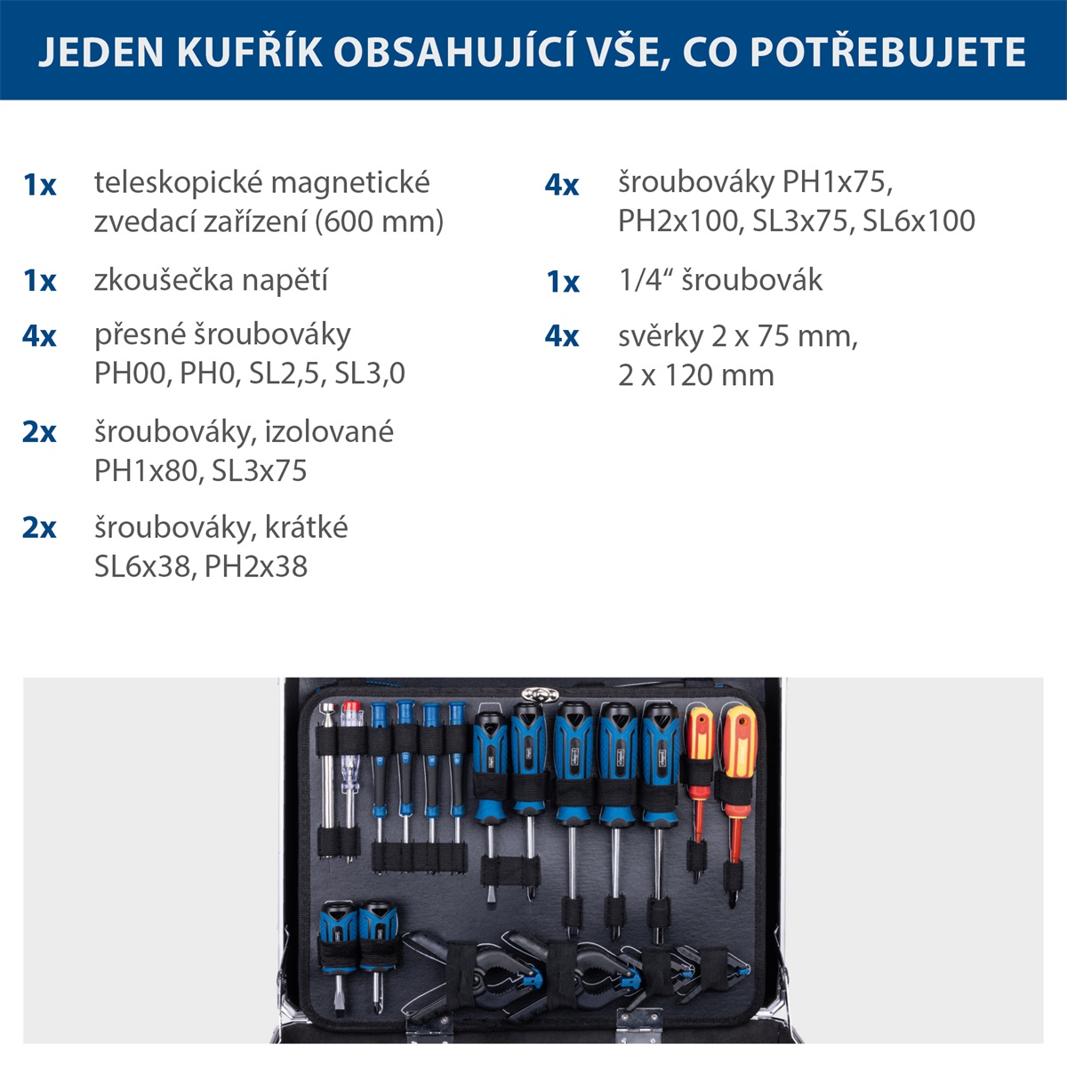 Scheppach Hliníkový kufr s náradím, 141 dielov TB 200