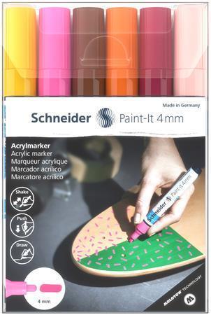 SCHNEIDER Akrylové popisovače "Paint-It 320", sada 6 barev, 4 mm
