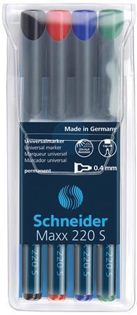 SCHNEIDER Permanentní popisovač "Maxx 220 S", 4 barvy, 0,4mm, OHP