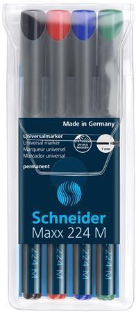 SCHNEIDER Permanentný popisovač "Maxx 224 M", zmiešané farby, 4 ks, 1 mm, OHP