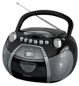 SENCOR Přenosný radiomagnetofon s CD SPT 105 černý, CD-R/ RW, program. přehrávání (20 skladeb), LCD disp., stereo FM