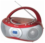 SENCOR Přenosný radiomagnetofon s CD SPT 221 R červený, CD-R/ RW, program. přehrávání (20 skladeb), LCD, FM