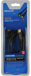 Sencor SAV 176-015 HDMI kabel A-A 90st.V1.4 PG,černý,Pozlacené konektory,1,5 metru