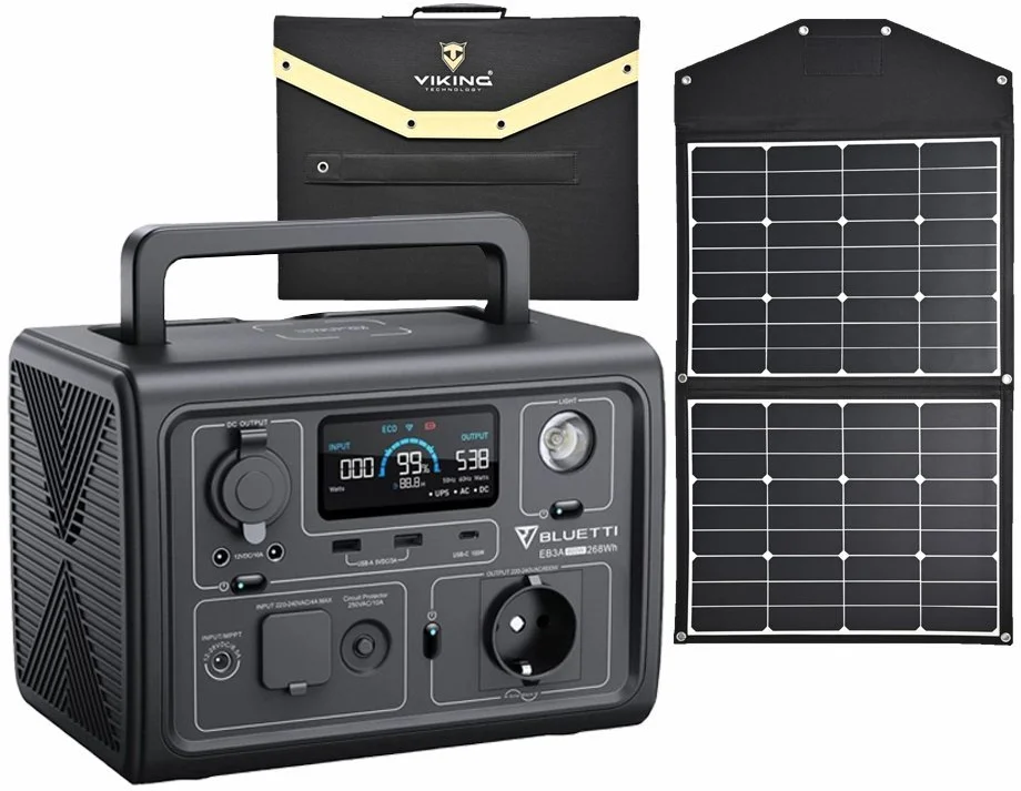 Set bateriový generátor BLUETTI EB3A a solární panel Viking L120