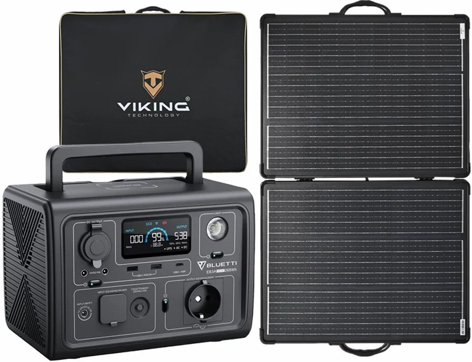 Set bateriový generátor BLUETTI EB3A a solární panel Viking LVP120
