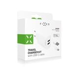Set síťové nabíječky FIXED s 2xUSB výstupem a USB/USB-C kabelu, 1 metr, 15W Smart Rapid Charge, bílá