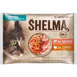 SHELMA Cat Kitten losos a moriak, kapsička 85 g (4 balenia)