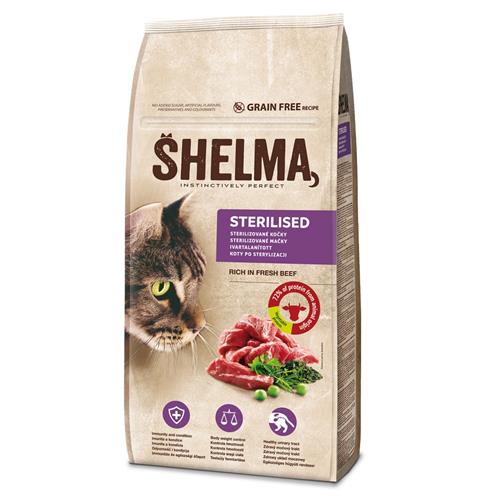 SHELMA Cat Sterilised Beef GF 8 kg granule pro kastrované kočky