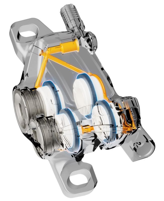 SHIMANO brzdy XTR BR-M9220 ako (hydr) strmeň predný alebo zadný post mount polymér + chladič bez adaptéra