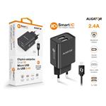Sieťová nabíjačka ALIGATOR MicroUSB 2xUSB 2,4A, smart IC, čierna