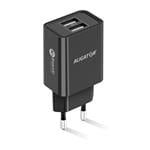 Sieťová nabíjačka ALIGATOR s výstupom 2xUSB, 2,4 A, smart IC, čierna